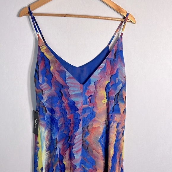 Lulus Flying Watercolors Royal Blue Maxi Dress size XS NWT - Picture 5 of 8